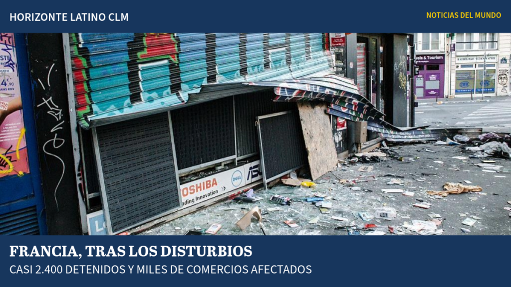 Comercios dañados en Francia tras los disturbios y saqueos de octubre de 2026, ajustando la ubicación según la fotografía seleccionada.