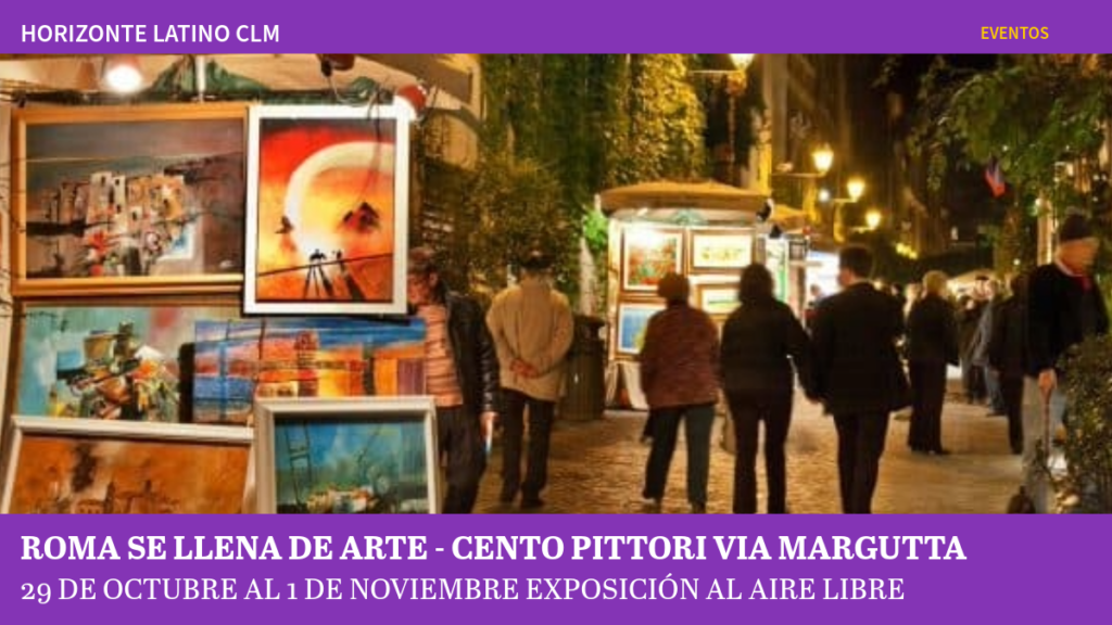 Exposición Cento Pittori Via Margutta 2026, muestra de arte gratuita al aire libre en Roma del 29 de octubre al 1 de noviembre.
