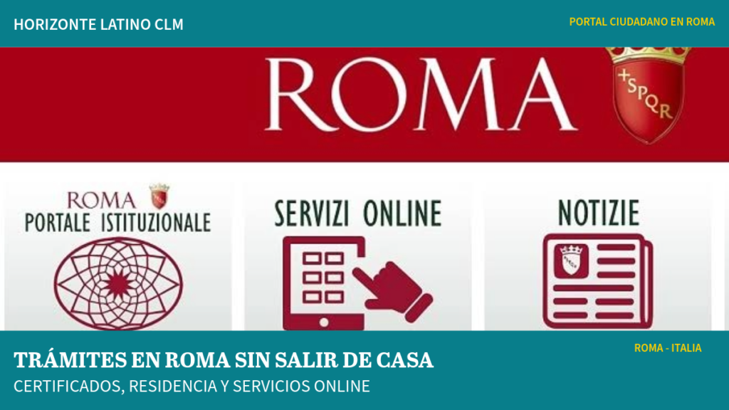 Portada sobre los trámites online en Roma con una imagen del portal institucional de Roma Capitale y sus servicios digitales.